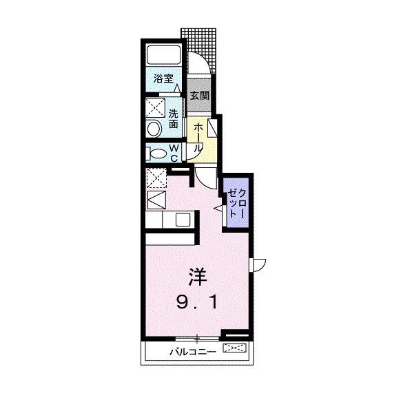 グランディール本町A(1K/1階)の間取り写真