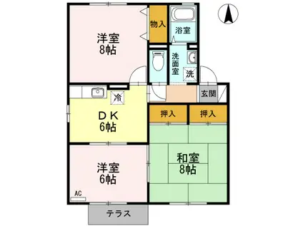 メゾン プレド パルクB棟(3DK/1階)の間取り写真