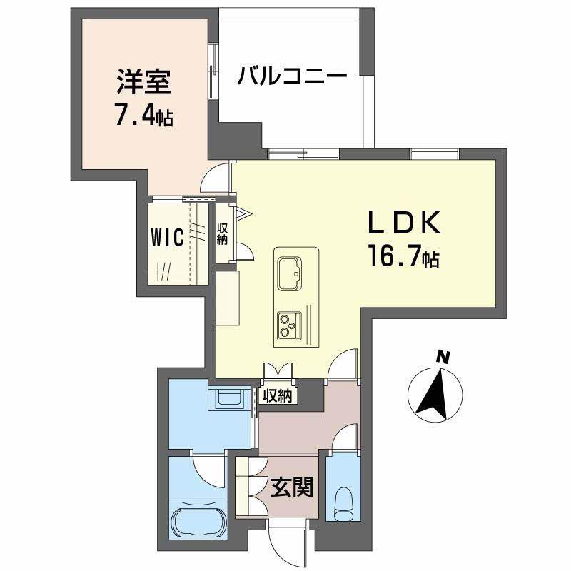 LUANA KAMISUGI(1LDK/2階)の間取り写真