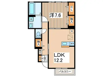 ウィスタリア(1LDK/1階)の間取り写真