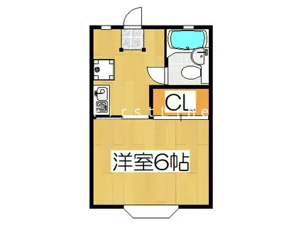 ベルジュムール(1K/2階)の間取り写真