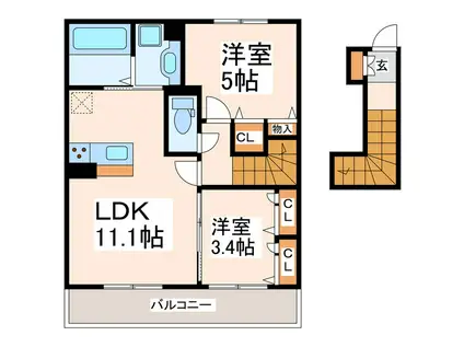 D-ROOM MONICA(2LDK/2階)の間取り写真