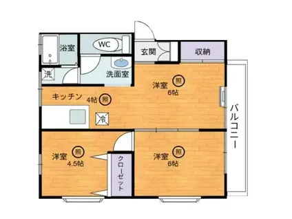 シティコーポ北白土 2号棟(3K/2階)の間取り写真