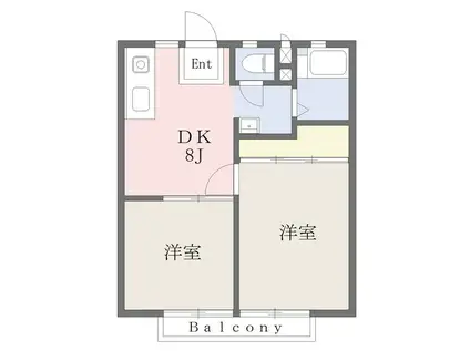 ハイツ飯島 A棟(2DK/1階)の間取り写真