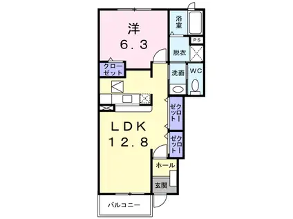 サンライトA(1LDK/1階)の間取り写真