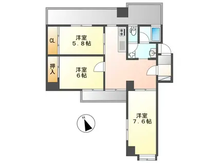 ルメゾン小木曽(3DK/5階)の間取り写真