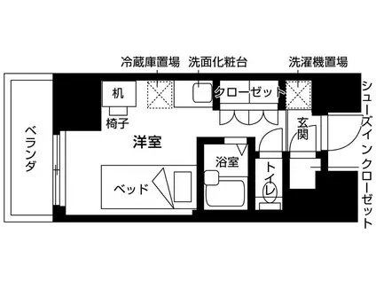 ウエリスアイビー旗の台(ワンルーム/3階)の間取り写真