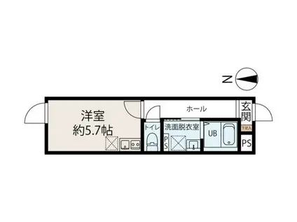 ピースフルパレス世田谷(ワンルーム/1階)の間取り写真