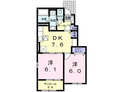 ブリーゼ・M(2DK/1階)の間取り写真