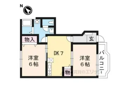 サニーヴィラ弐番館(2DK/1階)の間取り写真