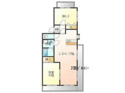 ロイヤルグリーン(2LDK/1階)の間取り写真