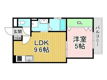 PARKS長岡京(1LDK/3階)の間取り写真