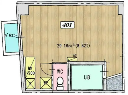 グランディア北野異人館通(ワンルーム/4階)の間取り写真