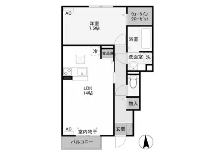 サンクブランシュB(1LDK/1階)の間取り写真