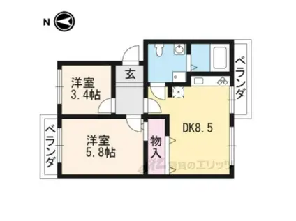 花園マンション(2DK/1階)の間取り写真