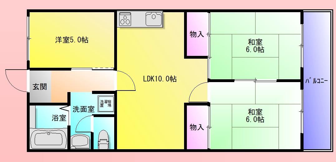 ハイム太子堂(3LDK/4階)の間取り写真