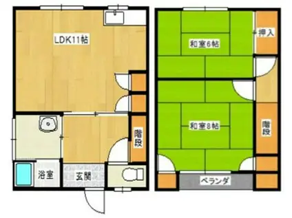 土岐アパート(2LDK/1階)の間取り写真