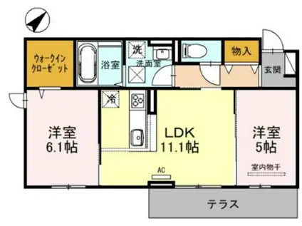 ベルエトワールJ(2LDK/1階)の間取り写真