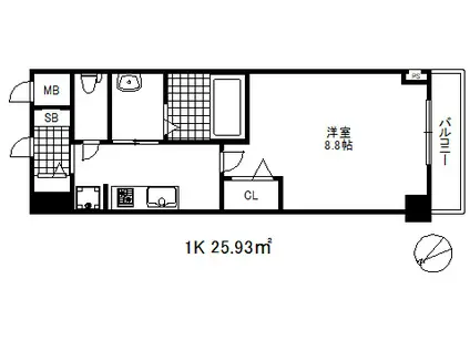 エムジェイシー神戸ハーバーウエスト(1K/2階)の間取り写真