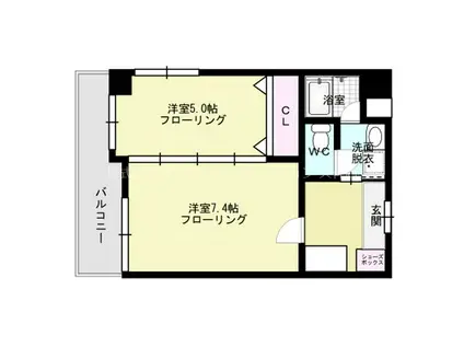 リバティシティ天神(2K/10階)の間取り写真