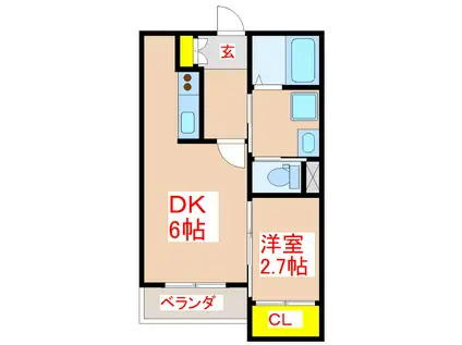 レグルス郡元(1DK/2階)の間取り写真