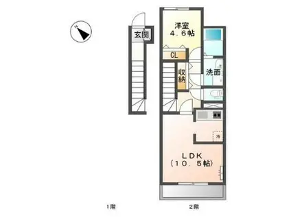 JR土讃線 善通寺駅 徒歩30分 2階建 築8年(1LDK/2階)の間取り写真
