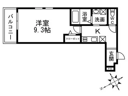 ソレイユ聖天下C(1K/1階)の間取り写真