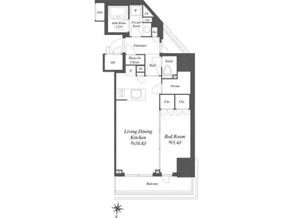 アイフラット文京本駒込(1LDK/2階)の間取り写真