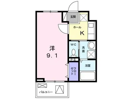 エストポワール(1K/3階)の間取り写真