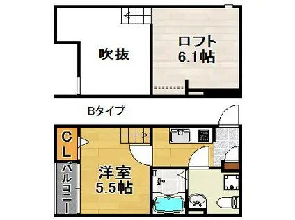 LEVANTE(1K/2階)の間取り写真