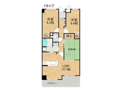ブリティッシュティンバー泉佐野(3LDK/1階)の間取り写真