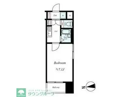 ファーネストアバンティ大濠(1K/4階)の間取り写真