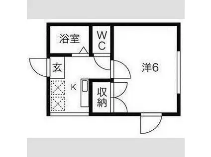 レジデンスシカマ(1K/2階)の間取り写真