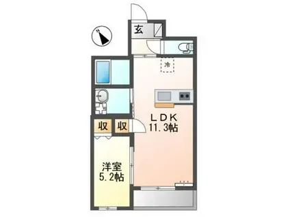 藤沢マンション(1LDK/5階)の間取り写真