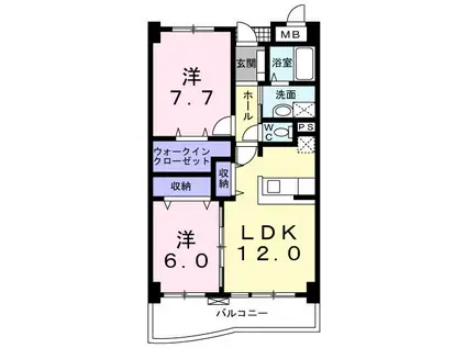 サンリット萩山公園(2LDK/3階)の間取り写真
