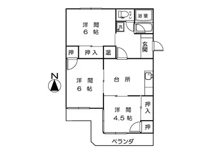 城北ハイツ(3DK/3階)の間取り写真