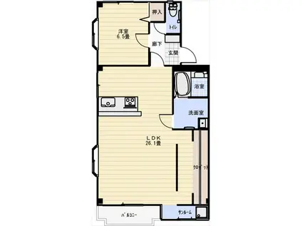 フラワァーロード(1LDK/1階)の間取り写真