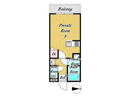 ウエスト LAND K(ワンルーム/2階)の間取り写真