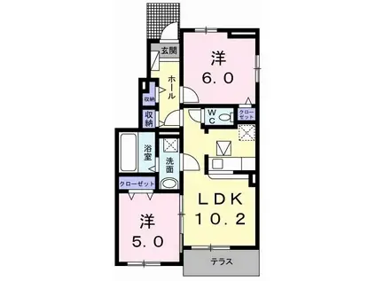 アイリス・II(2LDK/1階)の間取り写真