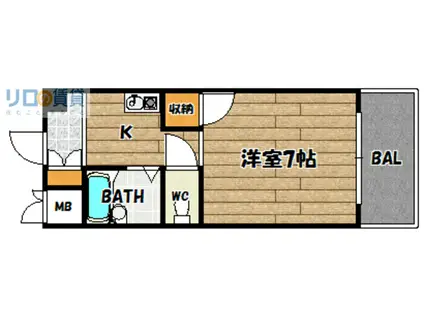 バッカスY&T(1K/3階)の間取り写真