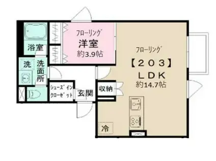 ピエンツァ中野新橋(1LDK/2階)の間取り写真