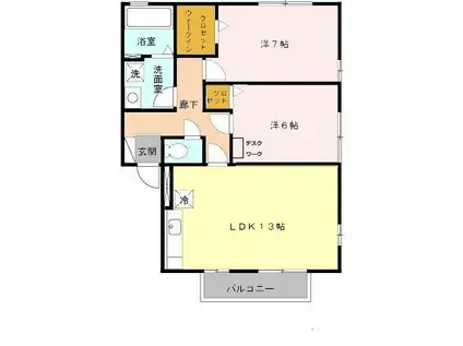 リビングタウン南花田A棟・B棟(2LDK/1階)の間取り写真