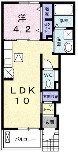 シルバーグラスE(1LDK/1階)の間取り写真