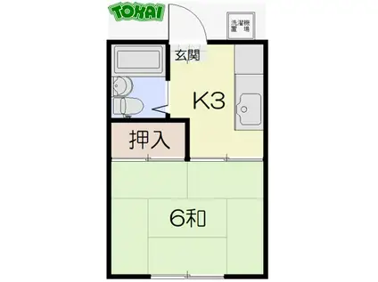 ドミール麻(1K/1階)の間取り写真