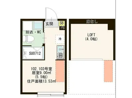 DIOS-COLA デザイナーズ(ワンルーム/1階)の間取り写真