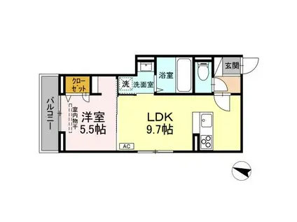 ラ・ヴィータ(1LDK/3階)の間取り写真