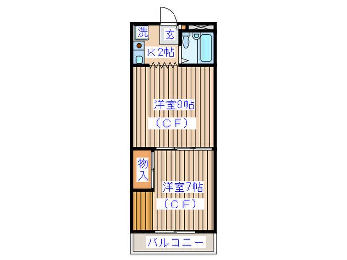 レジデンス花京院(2K/1階)の間取り写真