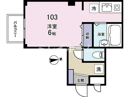 ドルフ武蔵新田(1K/1階)の間取り写真