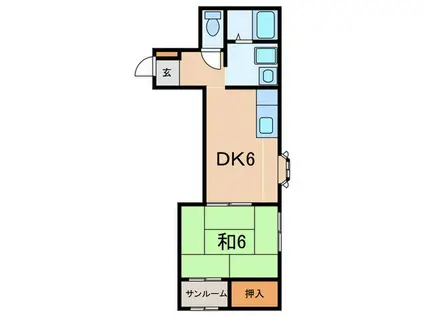 ガーデンパレス(1DK/3階)の間取り写真