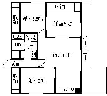 レジデンス5条(3LDK/5階)の間取り写真